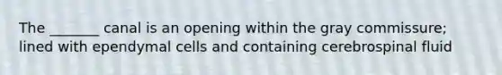 The _______ canal is an opening within the gray commissure; lined with ependymal cells and containing cerebrospinal fluid