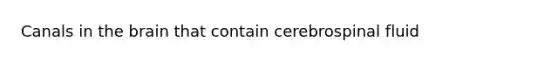 Canals in <a href='https://www.questionai.com/knowledge/kLMtJeqKp6-the-brain' class='anchor-knowledge'>the brain</a> that contain cerebrospinal fluid