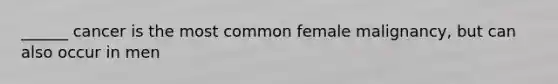 ______ cancer is the most common female malignancy, but can also occur in men