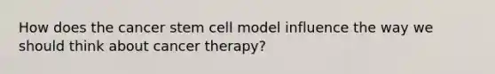 How does the cancer stem cell model influence the way we should think about cancer therapy?