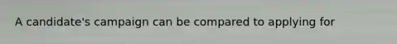 A candidate's campaign can be compared to applying for