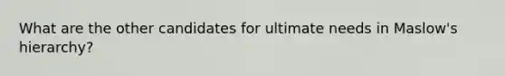 What are the other candidates for ultimate needs in Maslow's hierarchy?