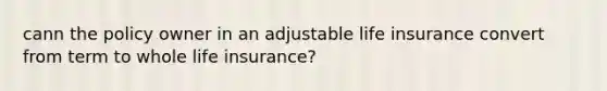 cann the policy owner in an adjustable life insurance convert from term to whole life insurance?