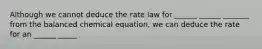 Although we cannot deduce the rate law for ______ ______ _______ from the balanced chemical equation, we can deduce the rate for an ______ _____