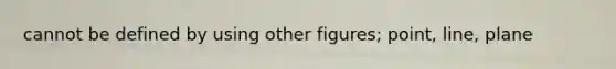 cannot be defined by using other figures; point, line, plane