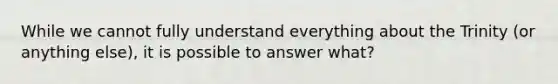 While we cannot fully understand everything about the Trinity (or anything else), it is possible to answer what?