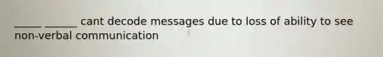 _____ ______ cant decode messages due to loss of ability to see non-verbal communication