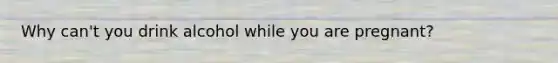 Why can't you drink alcohol while you are pregnant?