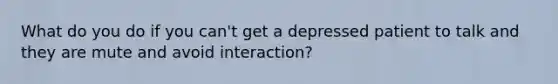 What do you do if you can't get a depressed patient to talk and they are mute and avoid interaction?