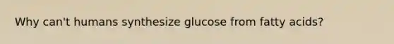 Why can't humans synthesize glucose from fatty acids?