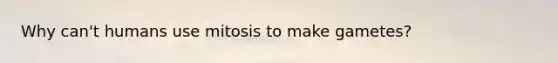 Why can't humans use mitosis to make gametes?
