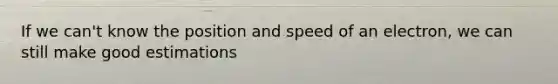 If we can't know the position and speed of an electron, we can still make good estimations