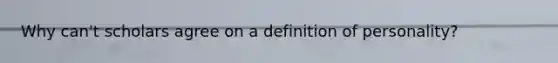 Why can't scholars agree on a definition of personality?