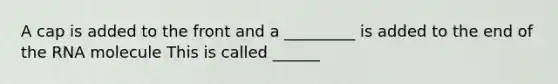 A cap is added to the front and a _________ is added to the end of the RNA molecule This is called ______