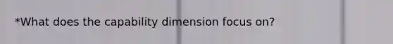 *What does the capability dimension focus on?