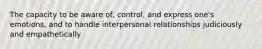 The capacity to be aware of, control, and express one's emotions, and to handle interpersonal relationships judiciously and empathetically