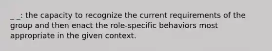 _ _: the capacity to recognize the current requirements of the group and then enact the role-specific behaviors most appropriate in the given context.