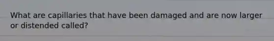 What are capillaries that have been damaged and are now larger or distended called?