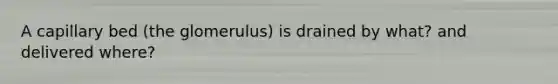 A capillary bed (the glomerulus) is drained by what? and delivered where?