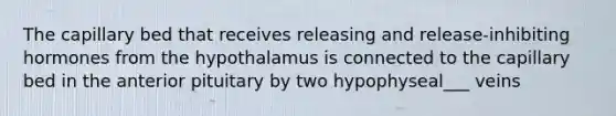 The capillary bed that receives releasing and release-inhibiting hormones from the hypothalamus is connected to the capillary bed in the anterior pituitary by two hypophyseal___ veins