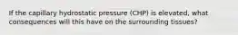 If the capillary hydrostatic pressure (CHP) is elevated, what consequences will this have on the surrounding tissues?