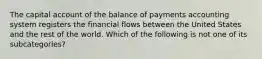 The capital account of the balance of payments accounting system registers the financial flows between the United States and the rest of the world. Which of the following is not one of its subcategories?