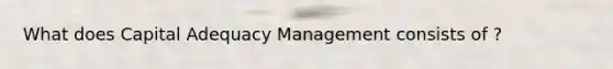 What does Capital Adequacy Management consists of ?