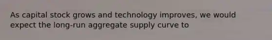 As capital stock grows and technology improves, we would expect the long-run aggregate supply curve to