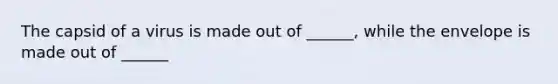 The capsid of a virus is made out of ______, while the envelope is made out of ______