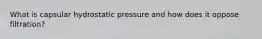 What is capsular hydrostatic pressure and how does it oppose filtration?