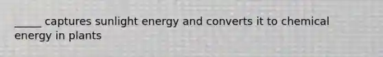 _____ captures sunlight energy and converts it to chemical energy in plants