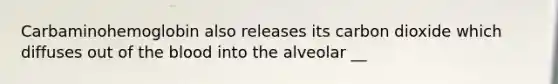 Carbaminohemoglobin also releases its carbon dioxide which diffuses out of the blood into the alveolar __