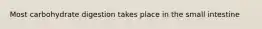 Most carbohydrate digestion takes place in the small intestine