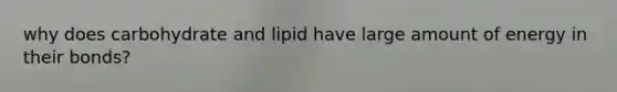 why does carbohydrate and lipid have large amount of energy in their bonds?