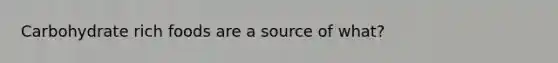 Carbohydrate rich foods are a source of what?