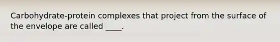 Carbohydrate-protein complexes that project from the surface of the envelope are called ____.