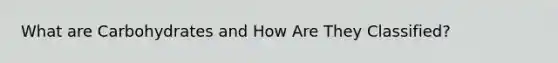 What are Carbohydrates and How Are They Classified?