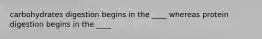 carbohydrates digestion begins in the ____ whereas protein digestion begins in the ____