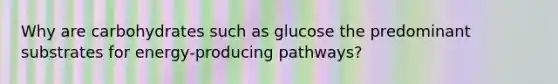 Why are carbohydrates such as glucose the predominant substrates for energy-producing pathways?