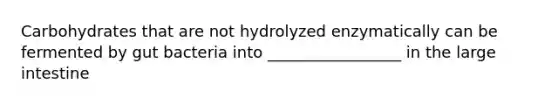 Carbohydrates that are not hydrolyzed enzymatically can be fermented by gut bacteria into _________________ in the large intestine