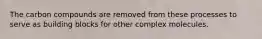 The carbon compounds are removed from these processes to serve as building blocks for other complex molecules.