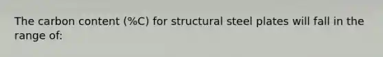 The carbon content (%C) for structural steel plates will fall in the range of: