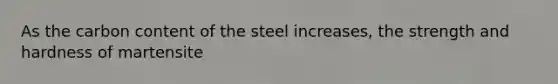 As the carbon content of the steel increases, the strength and hardness of martensite