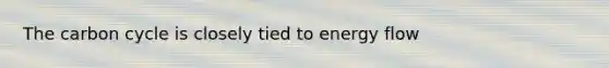 The carbon cycle is closely tied to energy flow