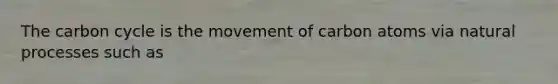 The carbon cycle is the movement of carbon atoms via natural processes such as