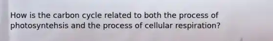 How is the carbon cycle related to both the process of photosyntehsis and the process of cellular respiration?