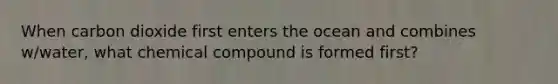 When carbon dioxide first enters the ocean and combines w/water, what chemical compound is formed first?