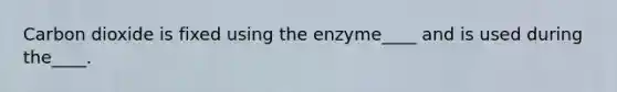 Carbon dioxide is fixed using the enzyme____ and is used during the____.