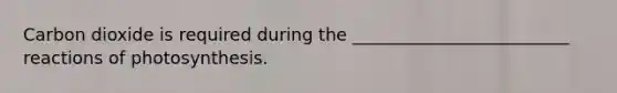 Carbon dioxide is required during the _________________________ reactions of photosynthesis.