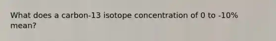 What does a carbon-13 isotope concentration of 0 to -10% mean?